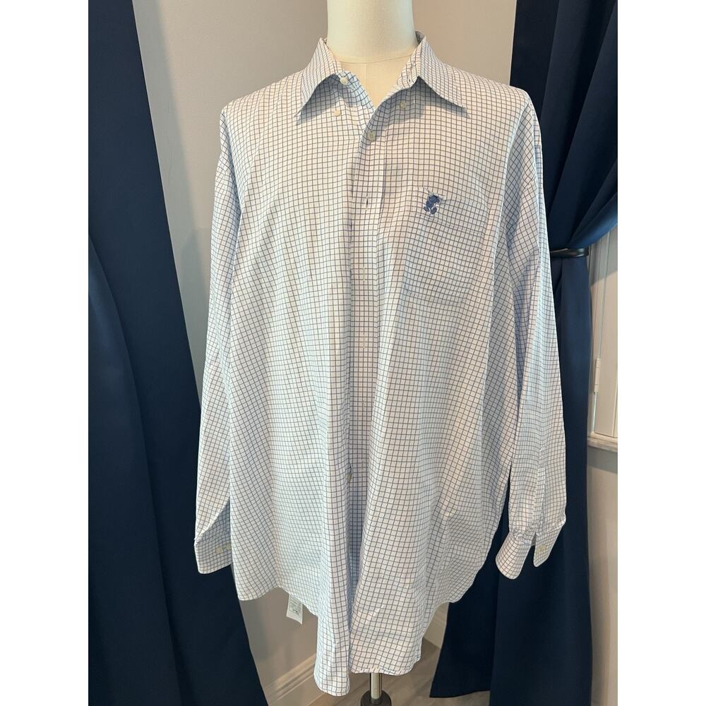 VNTG WALT DISNEY WORLD Shirt Men XXXL Long Sleeve Button Down Mickey Blue &White - Picture 2 of 16